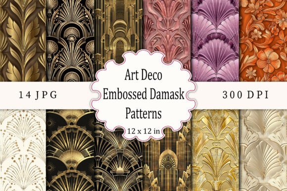 Art Deco Embossed Damask Patterns