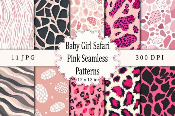 Baby Girl Safari Pink Seamless Patterns