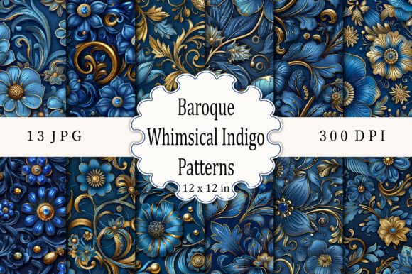 Baroque Whimsical Indigo Patterns: Elevate Your Design Aesthetic