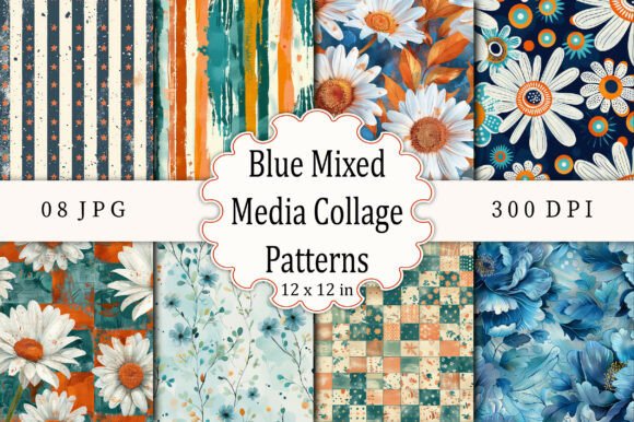 Blue Mixed Media Collage Patterns: A Practical Evaluation of Digital Assets