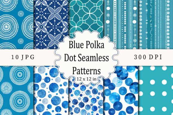 Blue Polka Dot Seamless Patterns