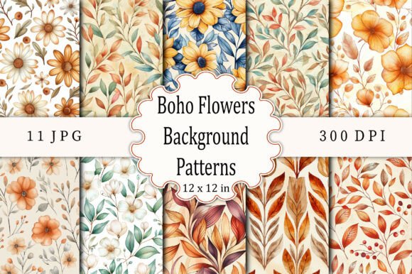 Boho Flowers Background Patterns