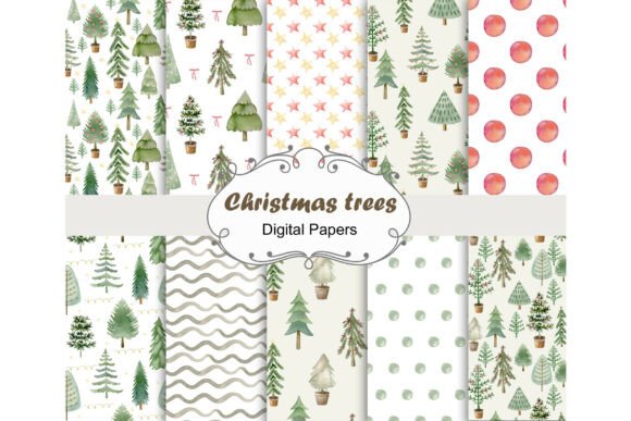 Christmas Trees Seamless Patterns