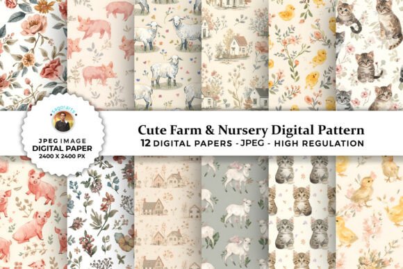 Cute Farm Nursery Digital Patterns