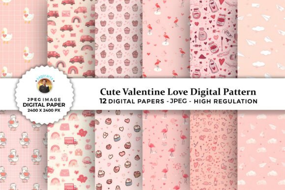 Cute Valentine Love Digital Patterns