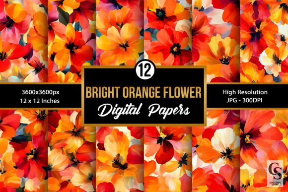 Elevating Digital Craftsmanship with Orange Alcohol Ink Flowers Patterns