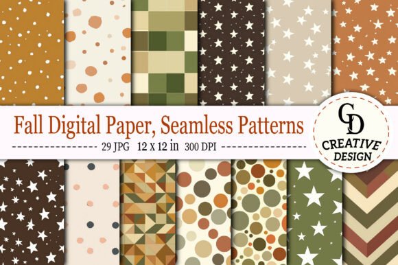 Fall Digital Paper, Seamless Patterns