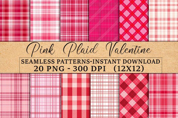 Pink Plaid Valentine Seamless Patterns
