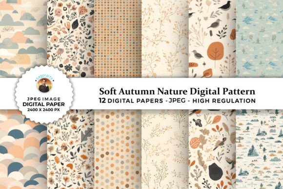 Soft Autumn Nature Digital Patterns