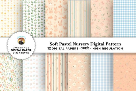Soft Pastel Nursery Digital Patterns