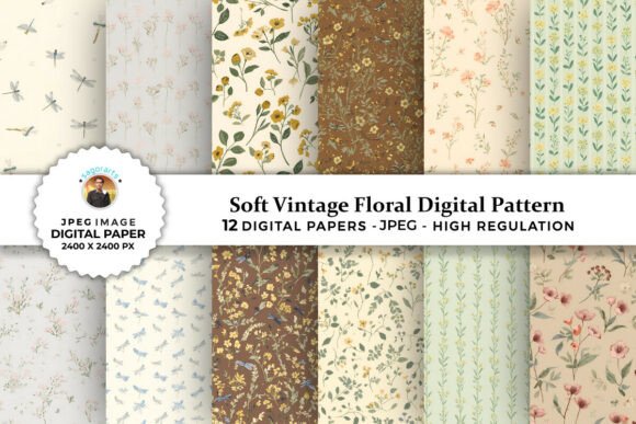 Soft Vintage Floral Digital Patterns