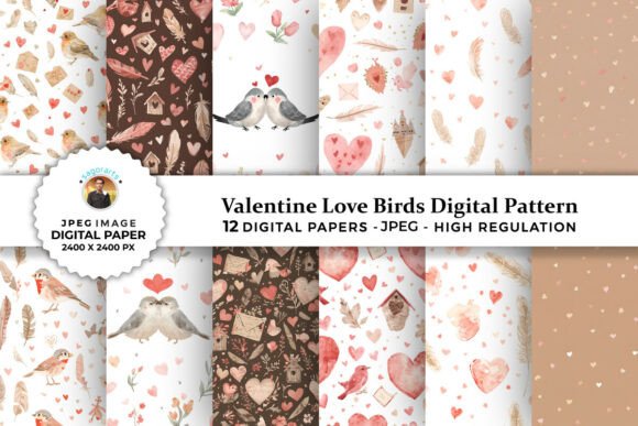 Valentine Love Birds Digital Patterns