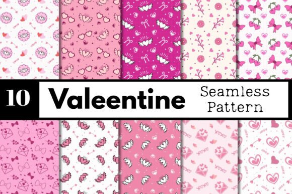Valentine Seamless Patterns Bundle PNG