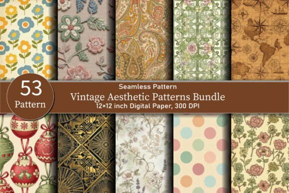 Vintage Aesthetic Digital Paper Patterns